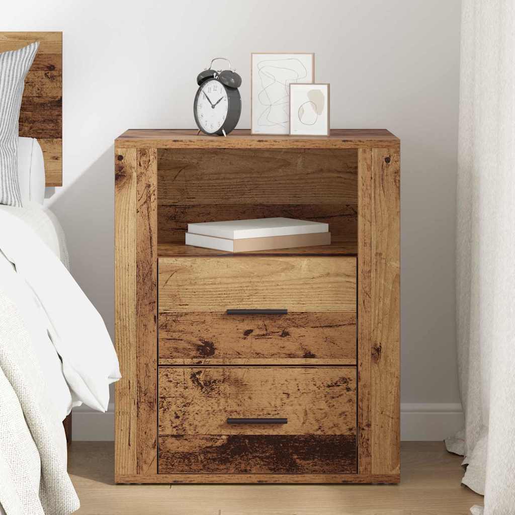 Nachttisch mit Schubladen Altholz 50 x 36 x 60 cm Holzwerkstoff