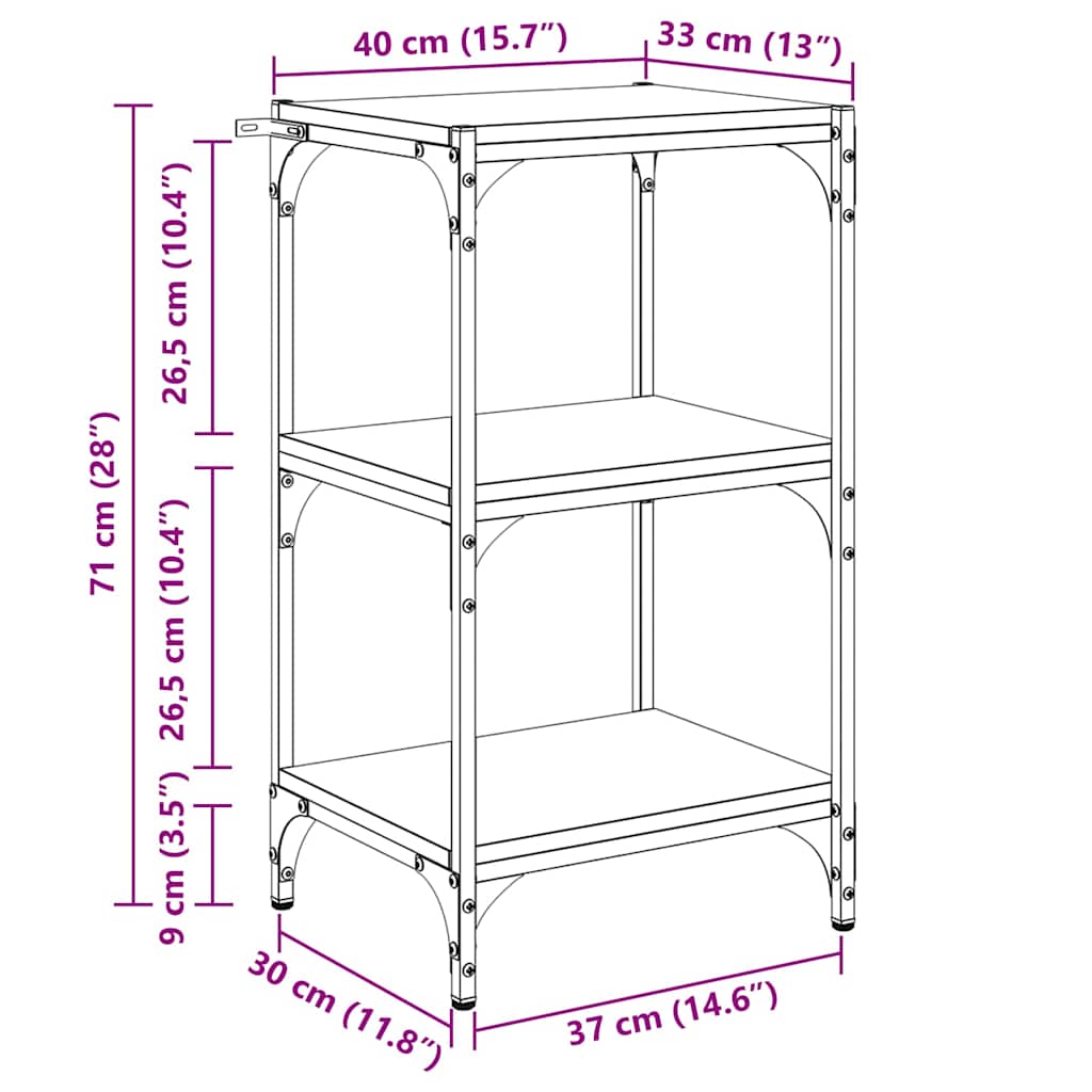 Bücherregal Eiche handwerklich 40 x 33 x 70,5 cm Holzwerkstoff
