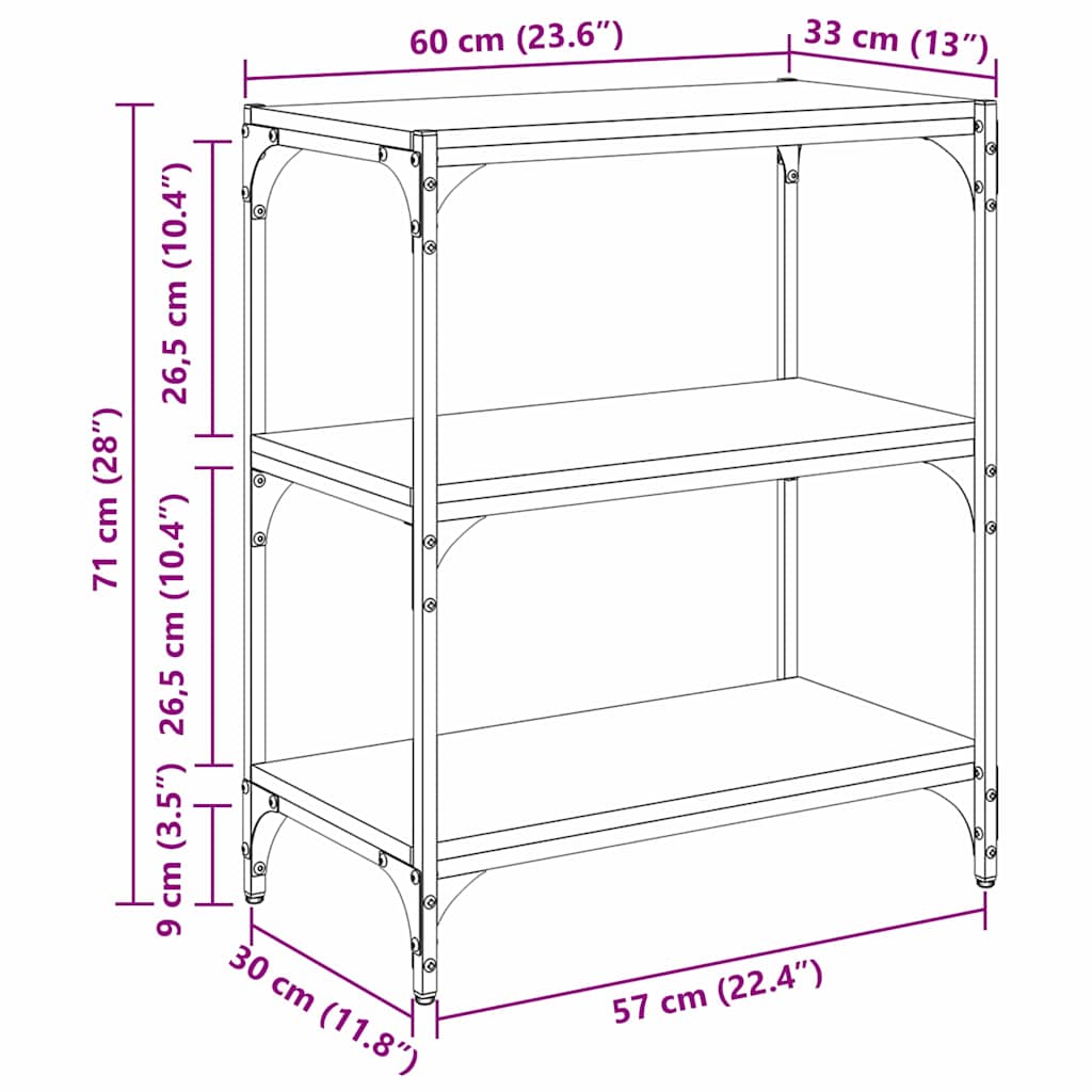 Bücherregal Altholz 40 x 33 x 70,5 cm Holzwerkstoff