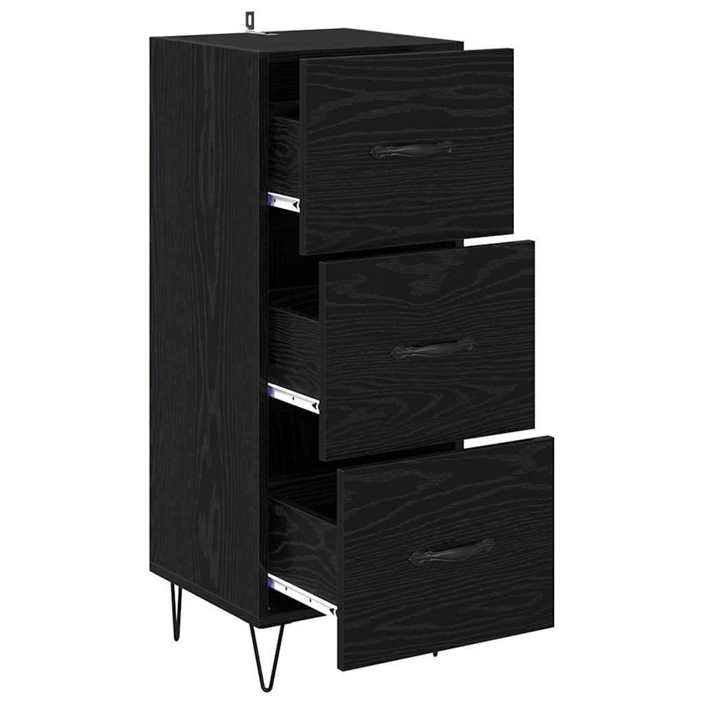 Sideboard Schwarz Eichen-Optik 34 x 34,5 x 90 cm Holzwerkstoff