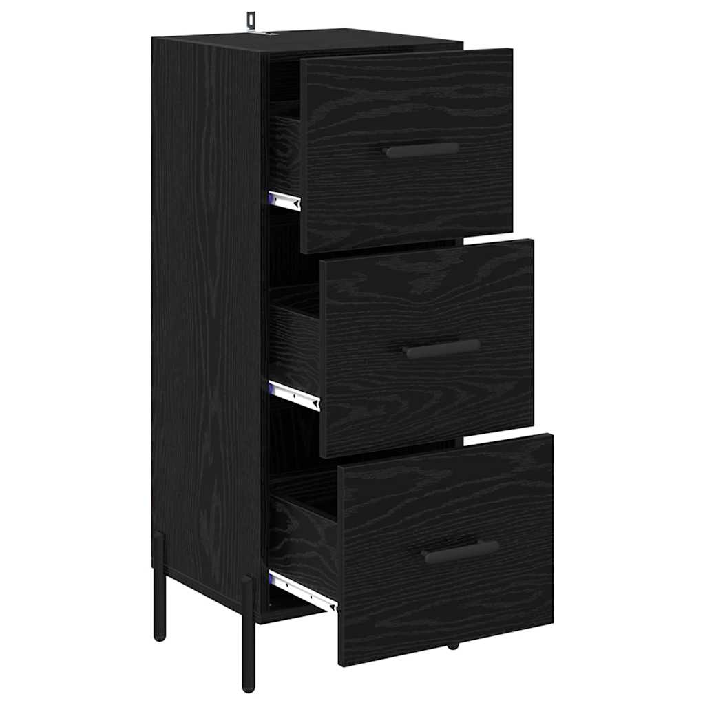 Sideboard Schwarz Eichen-Optik 34 x 34,5 x 90 cm Holzwerkstoff