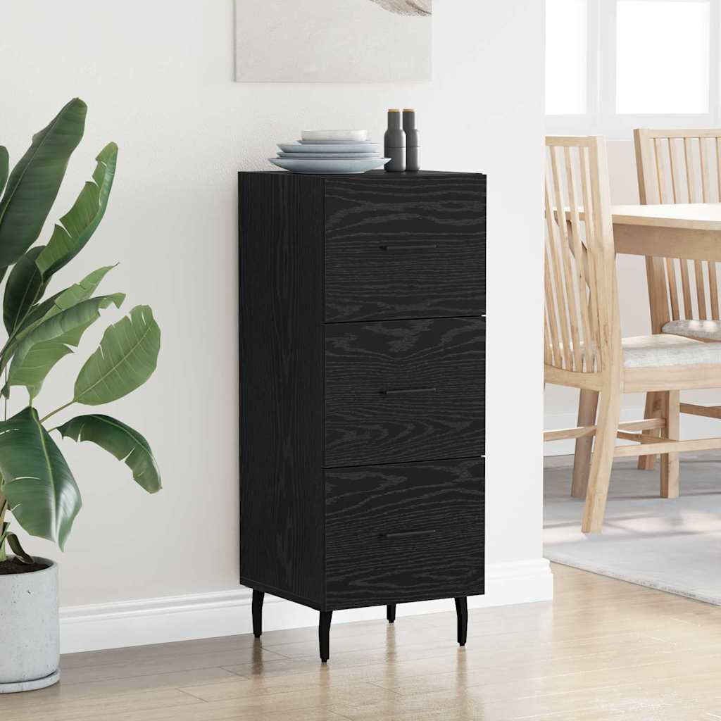 Sideboard Schwarz Eichen-Optik 34 x 34,5 x 90 cm Holzwerkstoff