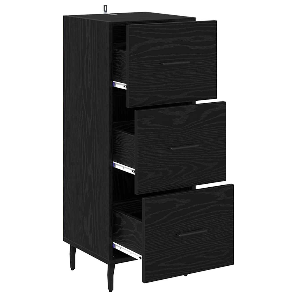 Sideboard Schwarz Eichen-Optik 34 x 34,5 x 90 cm Holzwerkstoff