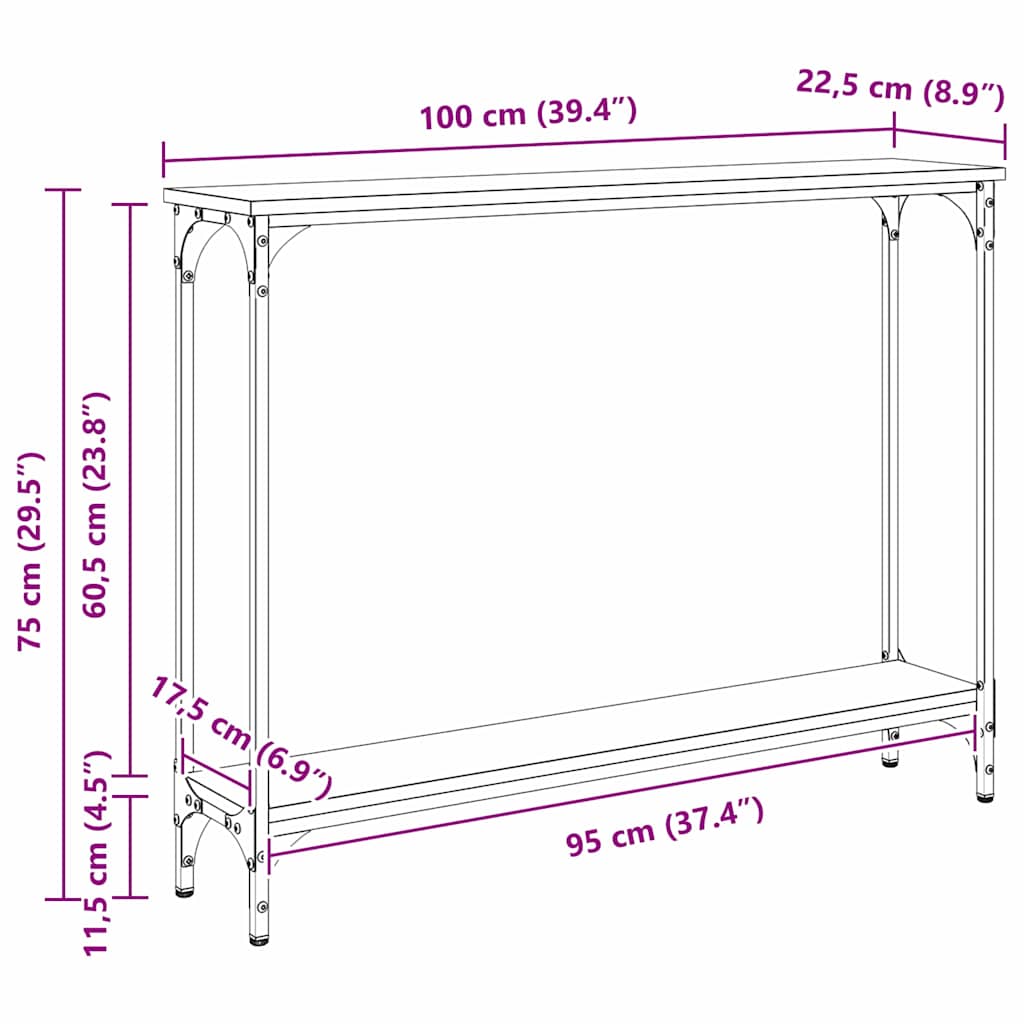 Konsolentisch Artisan-Eiche 101 x 23 x 15,5 cm Holzwerkstoff