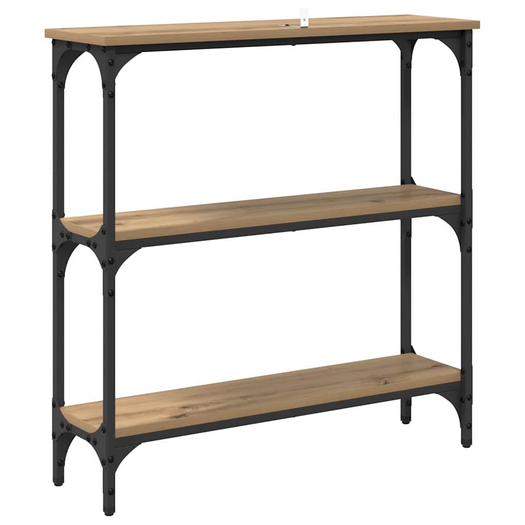 Konsolentisch mit Regal Eiche handwerklich 75 x 22,5 x 75 cm