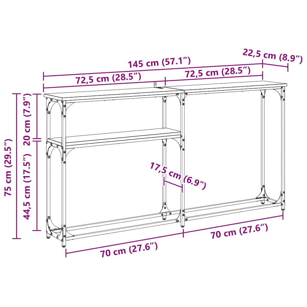 Konsolentisch Artisan-Eiche 145 x 22,5 x 75 cm Holzwerkstoff