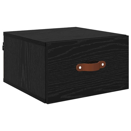 Wandmontiertes Nachttischchen Schwarz Eichen-Optik