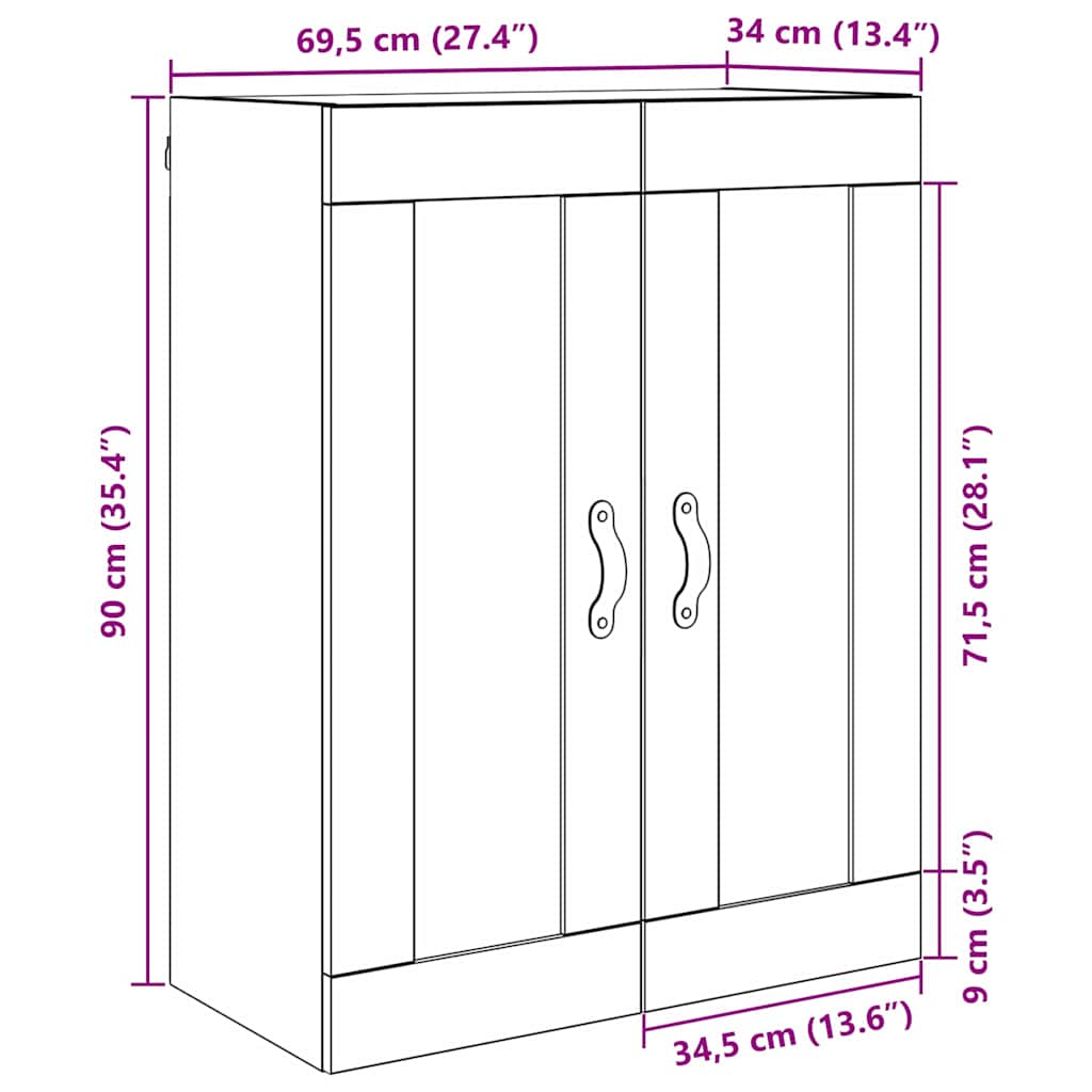 Wandschrank Altholz 69,5 x 34 x 90 cm Holzwerkstoff