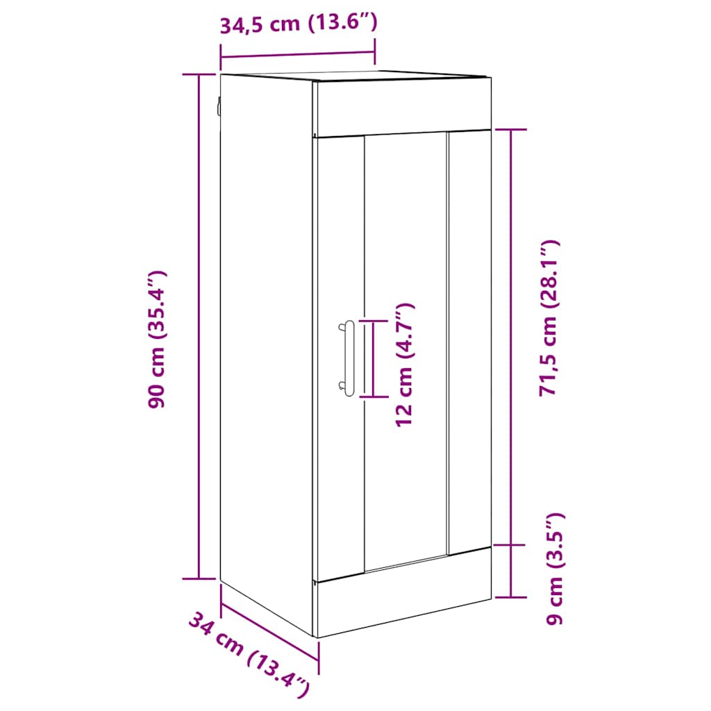 Wandschrank Artisan-Eiche 34,5 x 34 x 90 cm Holzwerkstoff