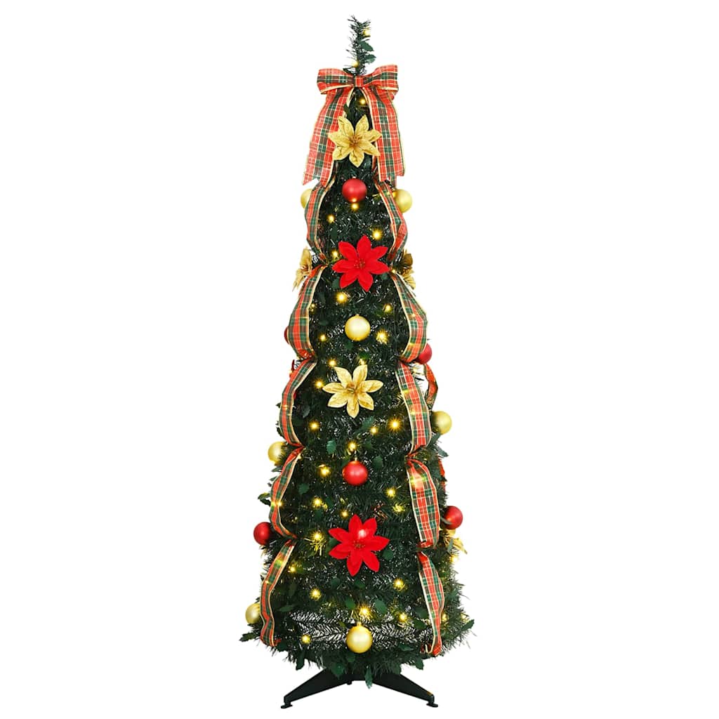 Künstlicher Weihnachtsbaum mit 100 LEDs Grün 150 cm PVC