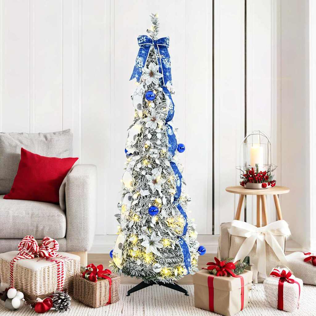Künstlicher Weihnachtsbaum mit 100 LEDs Grün 150 cm PVC