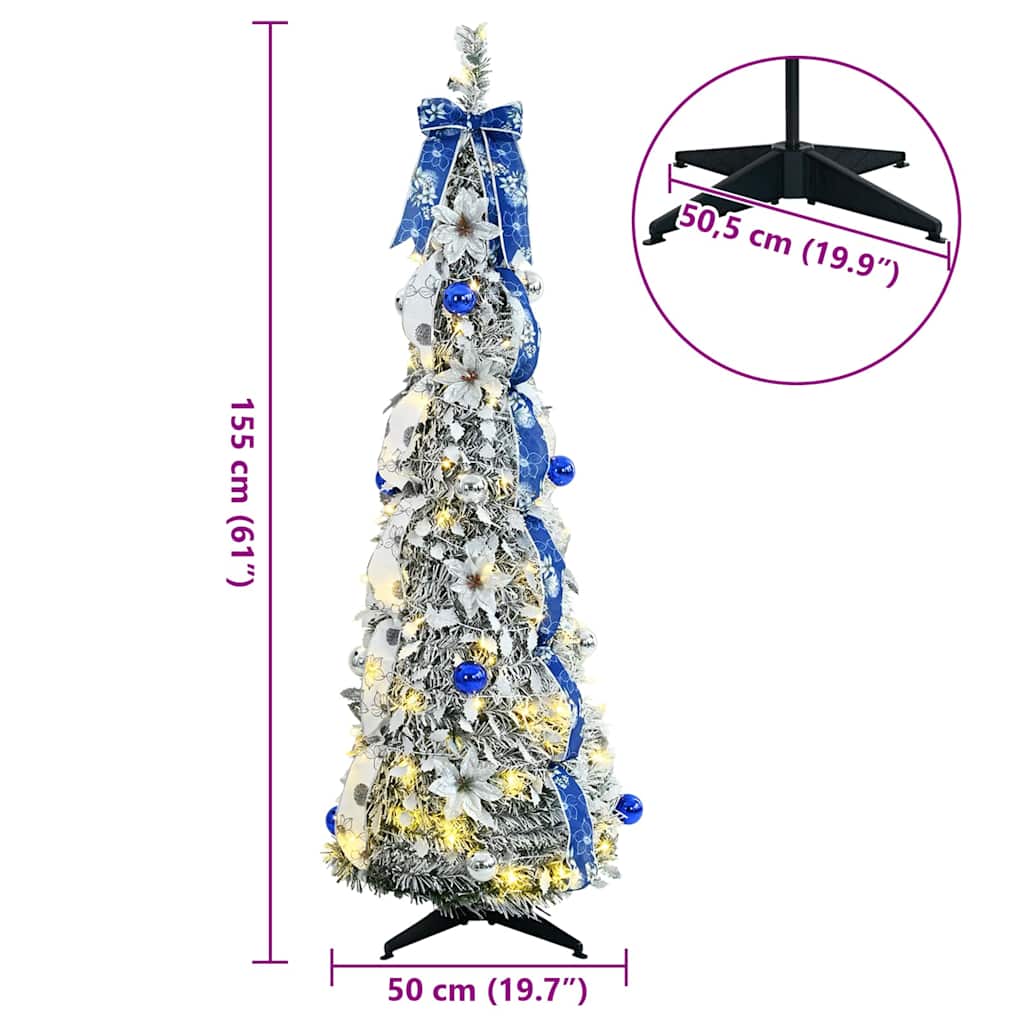 Künstlicher Weihnachtsbaum mit 100 LEDs Grün 150 cm PVC