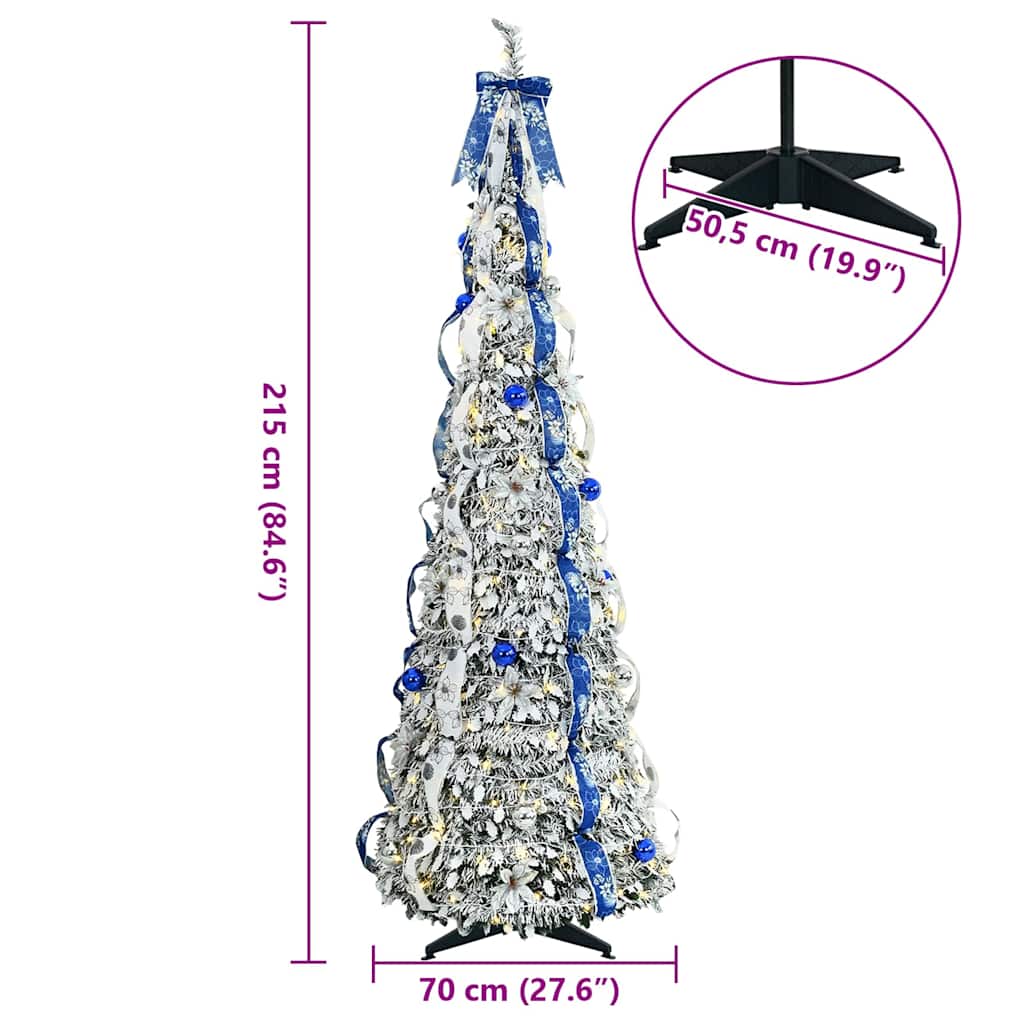 Künstlicher Weihnachtsbaum mit 200 LEDs Grün 210 cm PVC