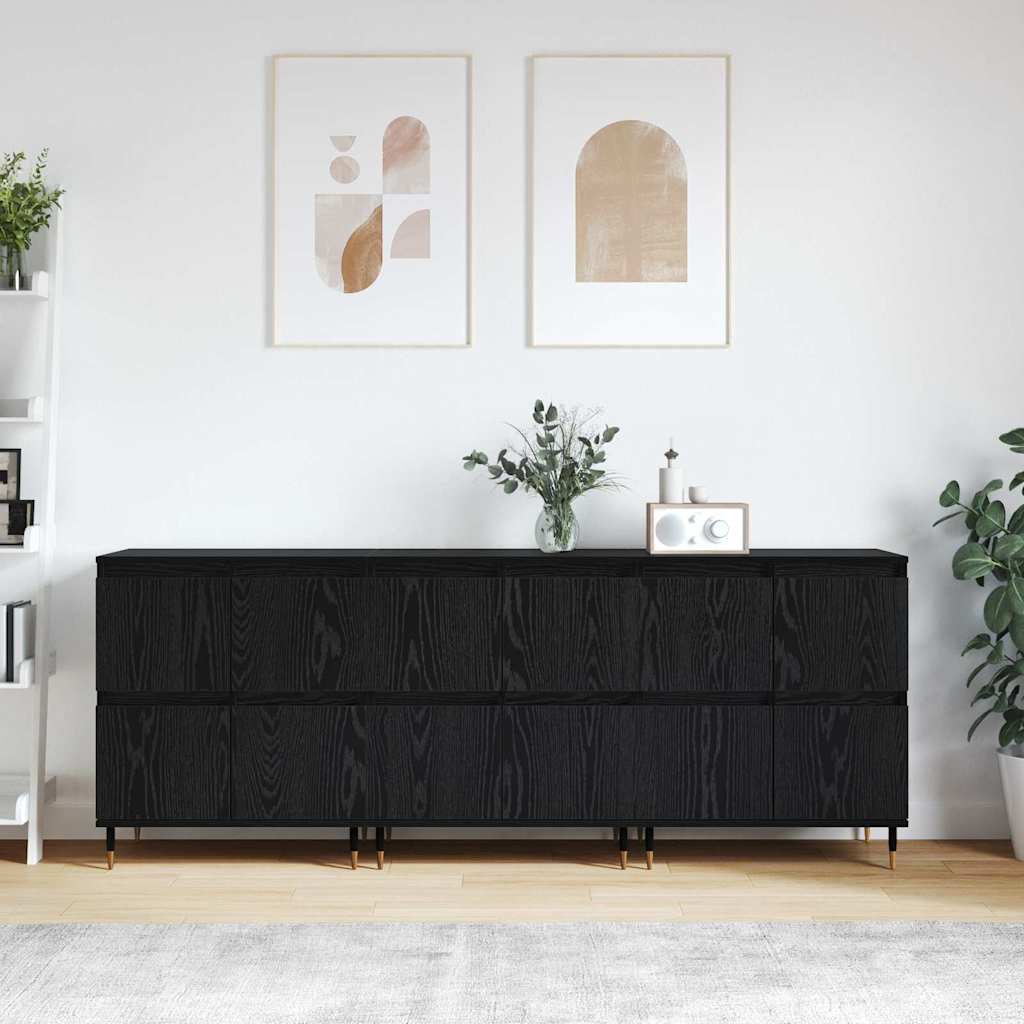 Sideboards 3 pcs Schwarze Eiche 180 x 35 x 70 cm Holzwerkstoff