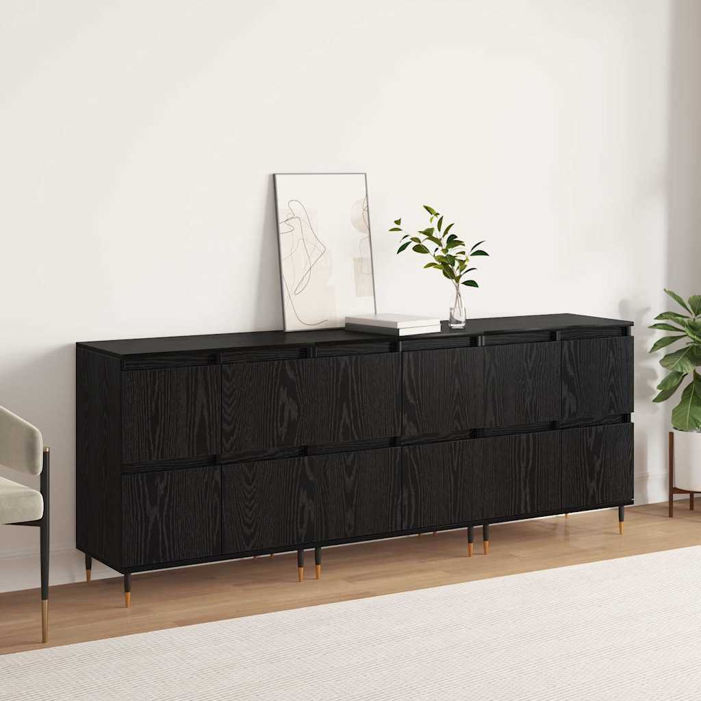 Sideboards 3 pcs Schwarze Eiche 180 x 35 x 70 cm Holzwerkstoff