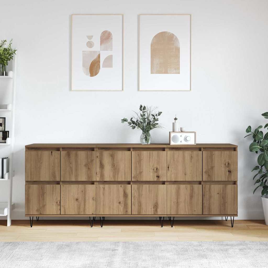 Sideboards 3 pcs Eiche handwerklich 180 x 35 x 70 cm