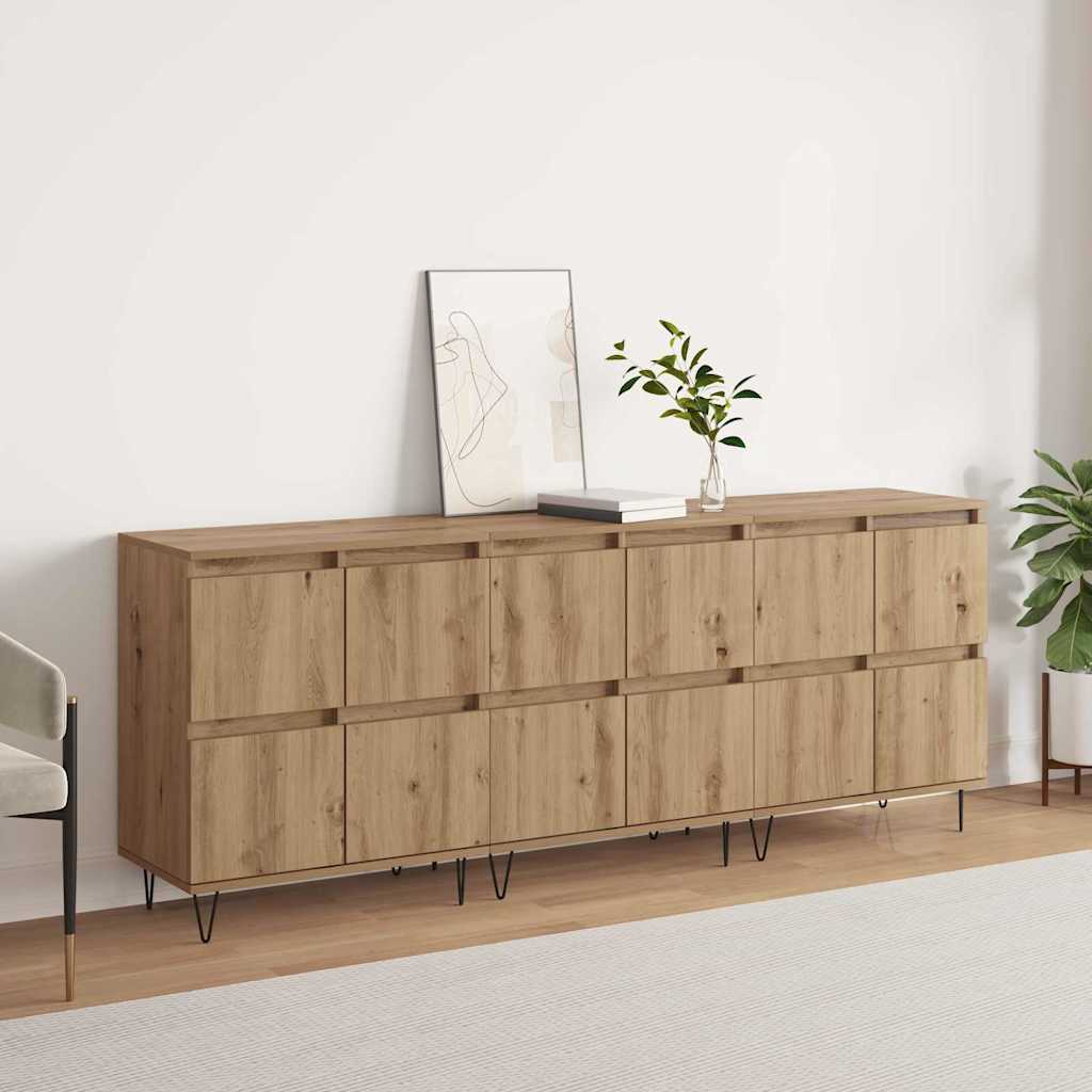 Sideboards 3 pcs Eiche handwerklich 180 x 35 x 70 cm