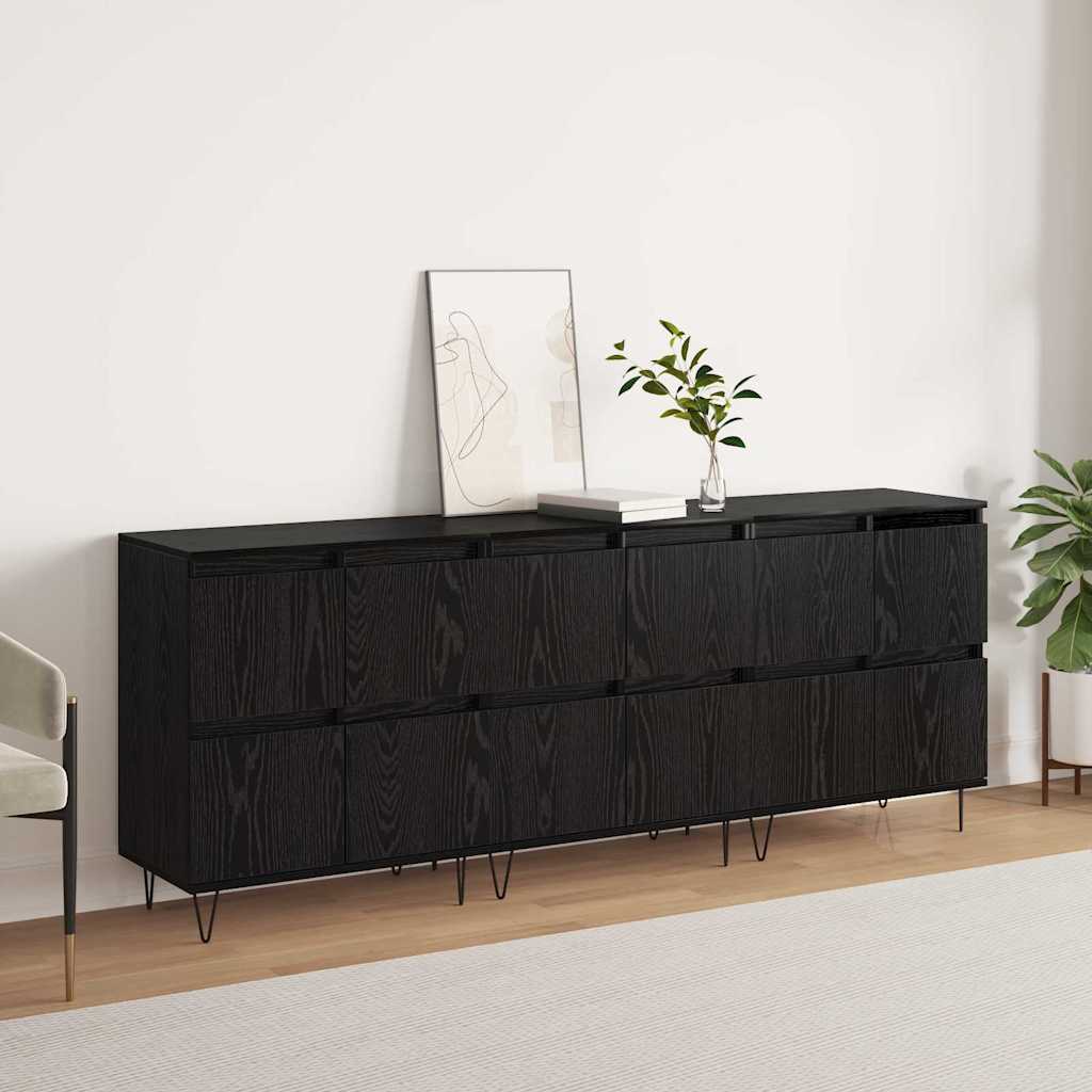 Sideboards 3 pcs Schwarze Eiche 180 x 35 x 70 cm Holzwerkstoff