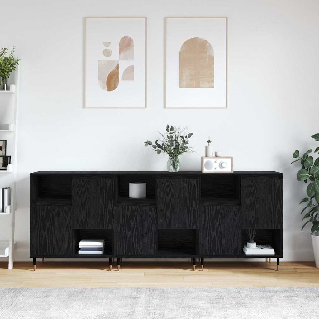 Sideboards 3 pcs Schwarze Eiche 180 x 35 x 70 cm Holzwerkstoff