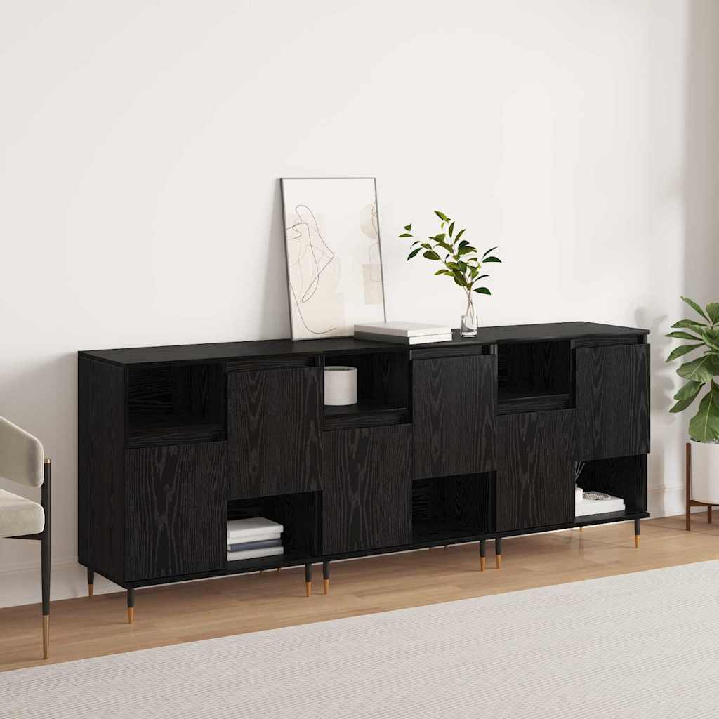 Sideboards 3 pcs Schwarze Eiche 180 x 35 x 70 cm Holzwerkstoff
