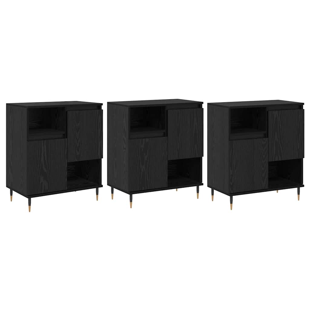 Sideboards 3 pcs Schwarze Eiche 180 x 35 x 70 cm Holzwerkstoff