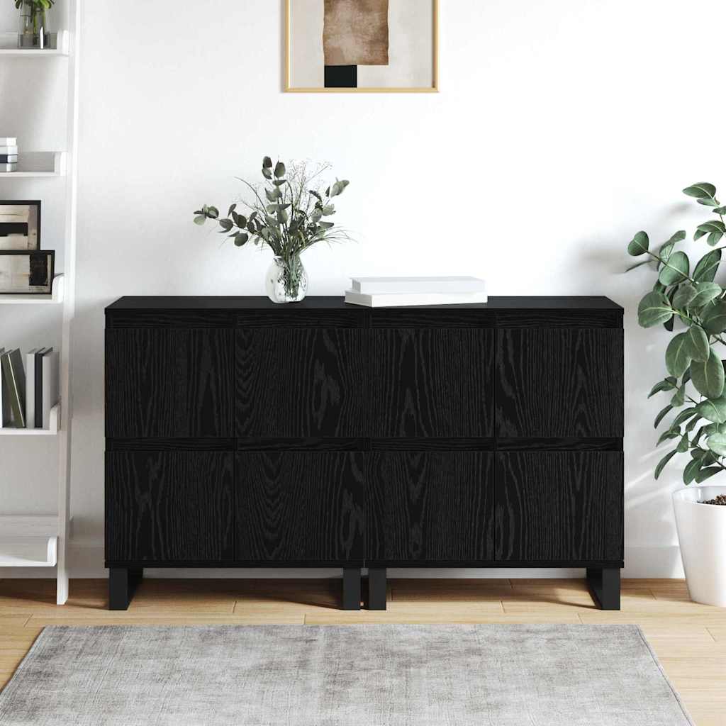 Sideboards 2 pcs Schwarze Eiche 120 x 35 x 70 cm Holzwerkstoff