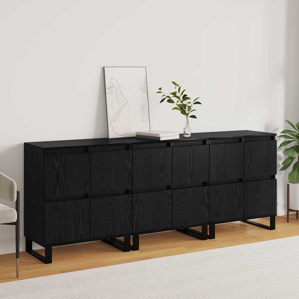 Sideboards 3 pcs Schwarze Eiche 180 x 35 x 70 cm Holzwerkstoff