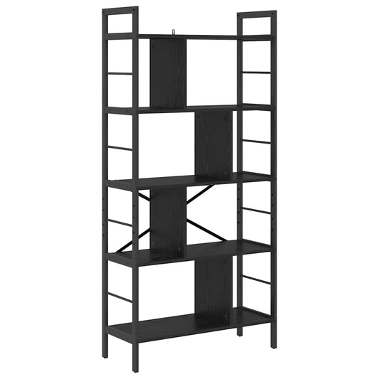 Bücherregal Schwarz Eichen-Optik 75 x 30 x 156 cm Holzwerkstoff