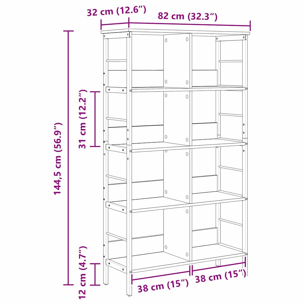 Bücherregal Altholz 82 x 32 x 144,5 cm Holzwerkstoff