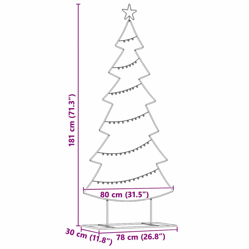Metall Weihnachtsbaum mit Ständer Schwarz 180 cm Stahl