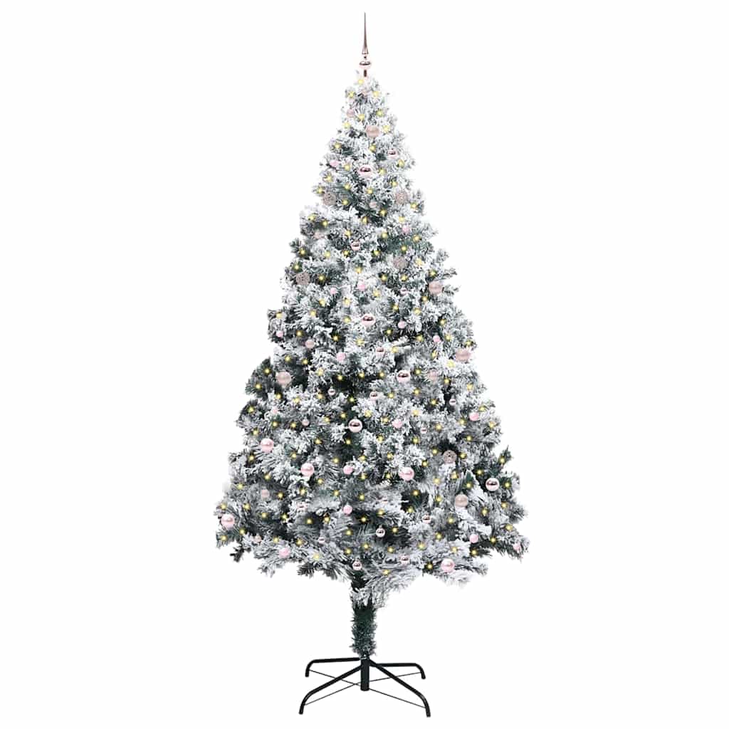 Weihnachtsbaum mit dekorativen Saitenlichtern Weiß 300 cm PVC