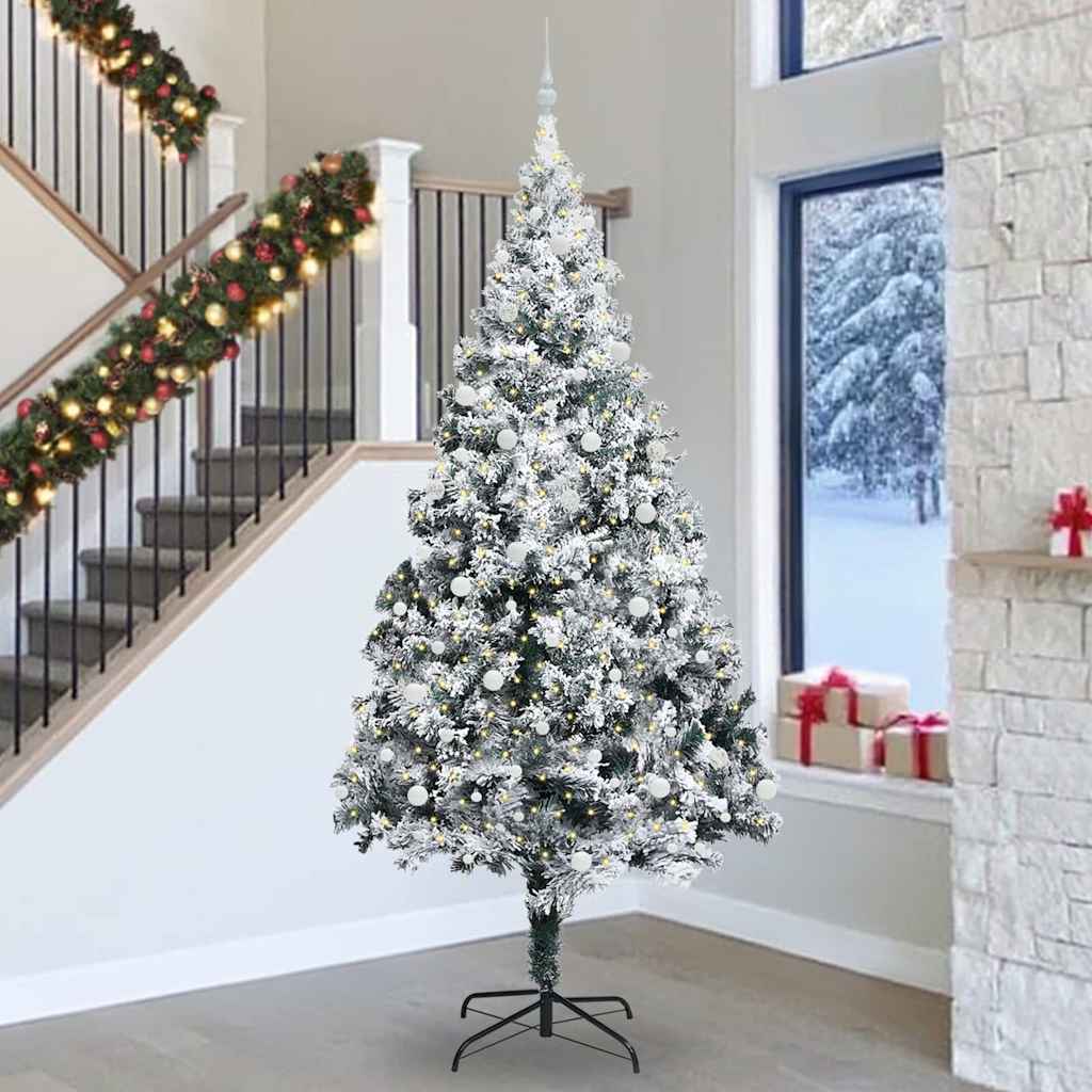 Weihnachtsbaum mit dekorativen Saitenlichtern Weiß 300 cm PVC
