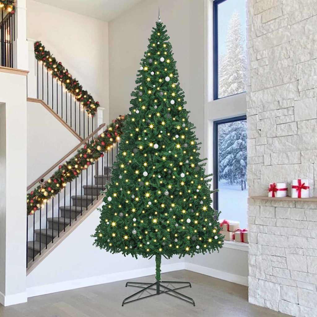 Weihnachtsbaum mit dekorativen Saitenlichtern Grün 400 cm PVC