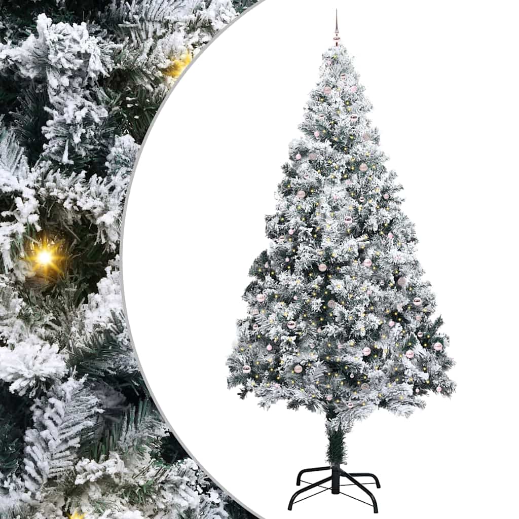 Künstlicher vorbeleuchteter Weihnachtsbaum mit Kugel-Set Grün