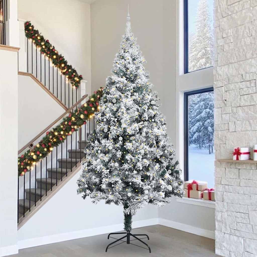 Künstlicher vorbeleuchteter Weihnachtsbaum mit Kugel-Set Grün