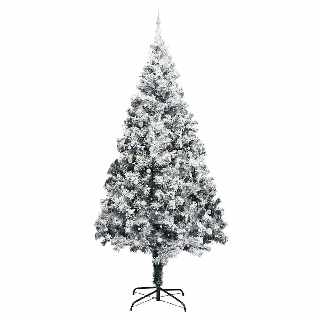 Künstlicher vorbeleuchteter Weihnachtsbaum mit Kugel-Set Grün