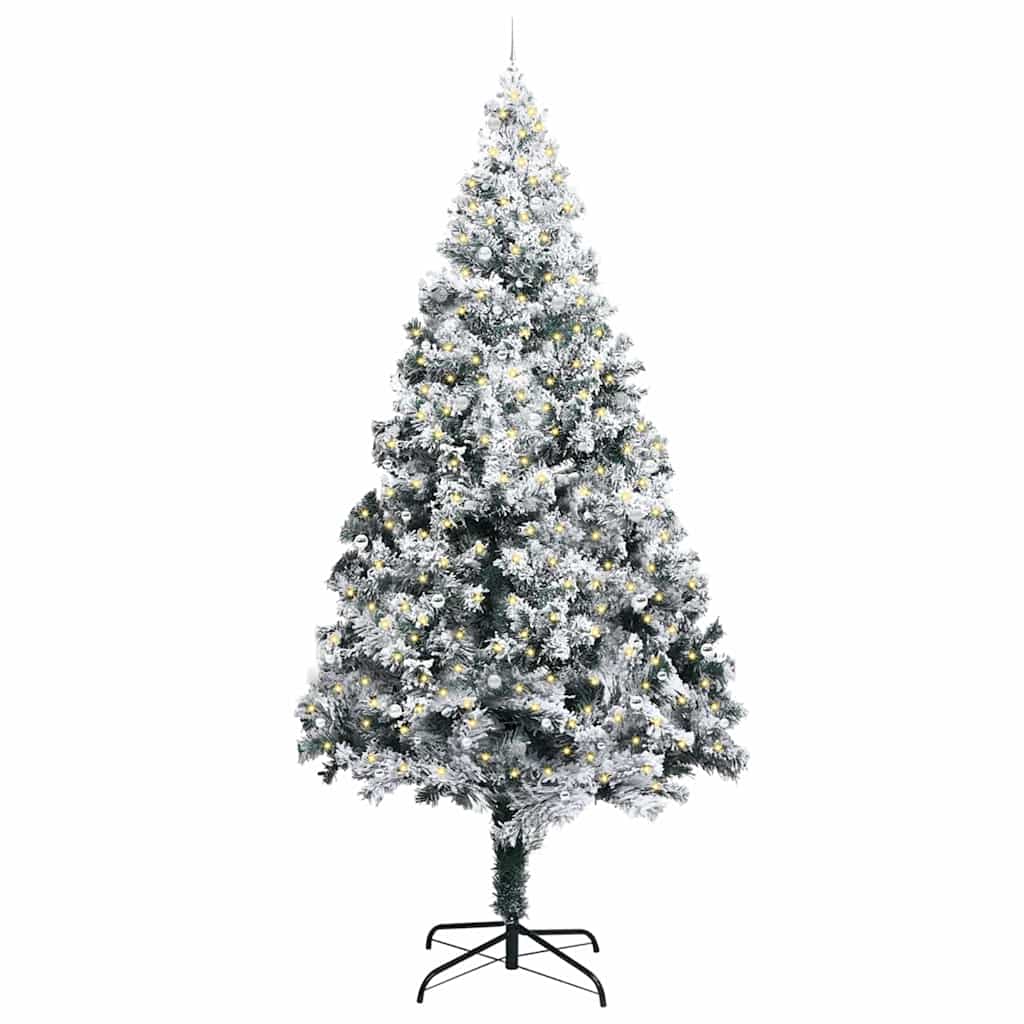 Künstlicher vorbeleuchteter Weihnachtsbaum mit Kugelsatz Grün
