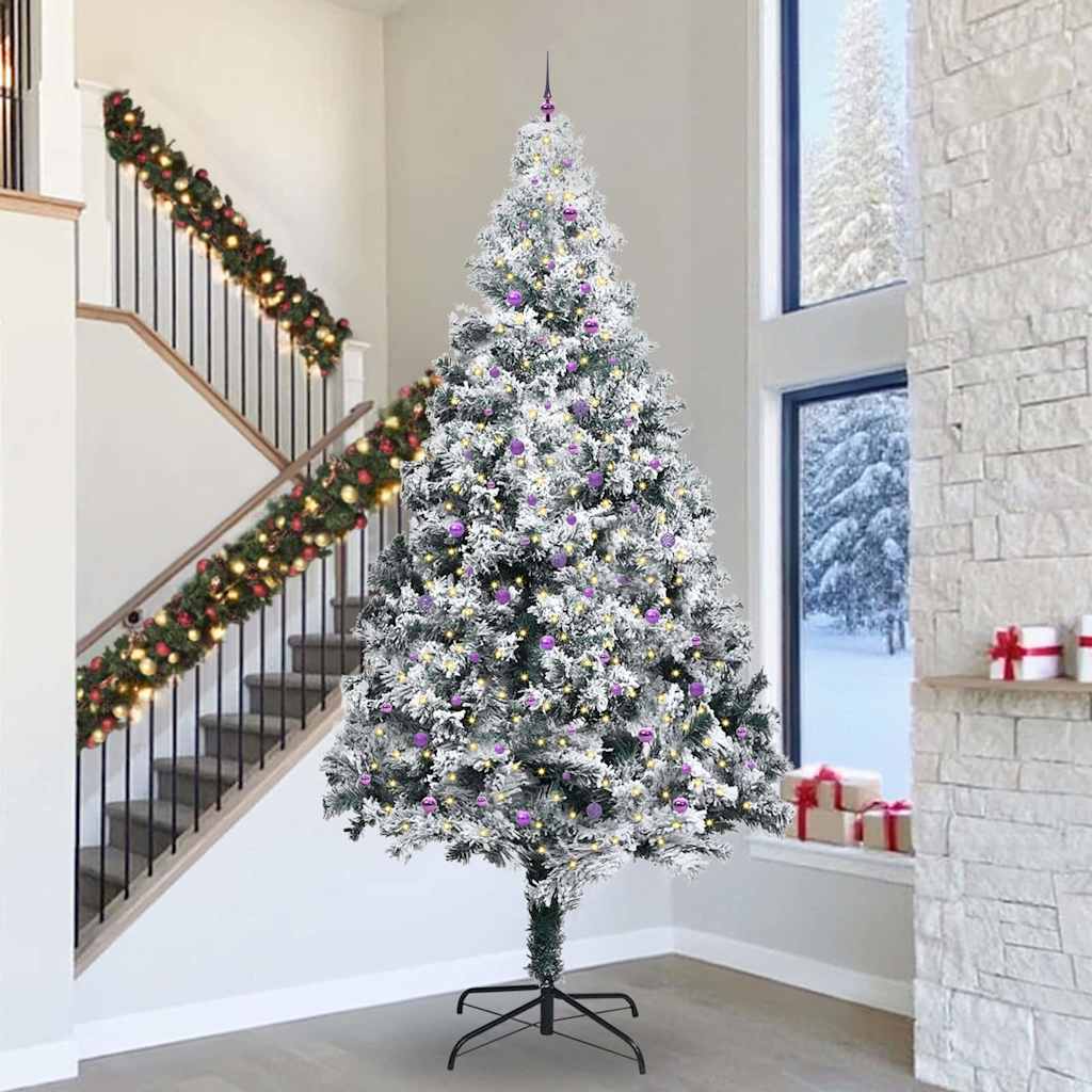 Künstlicher vorbeleuchteter Weihnachtsbaum mit Kugelsatz Grün