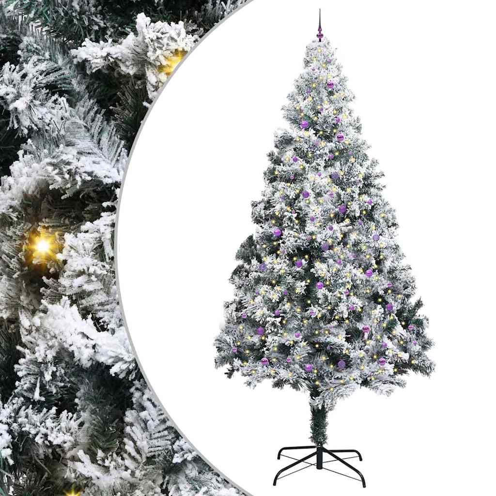 Künstlicher vorbeleuchteter Weihnachtsbaum mit Kugelsatz Grün