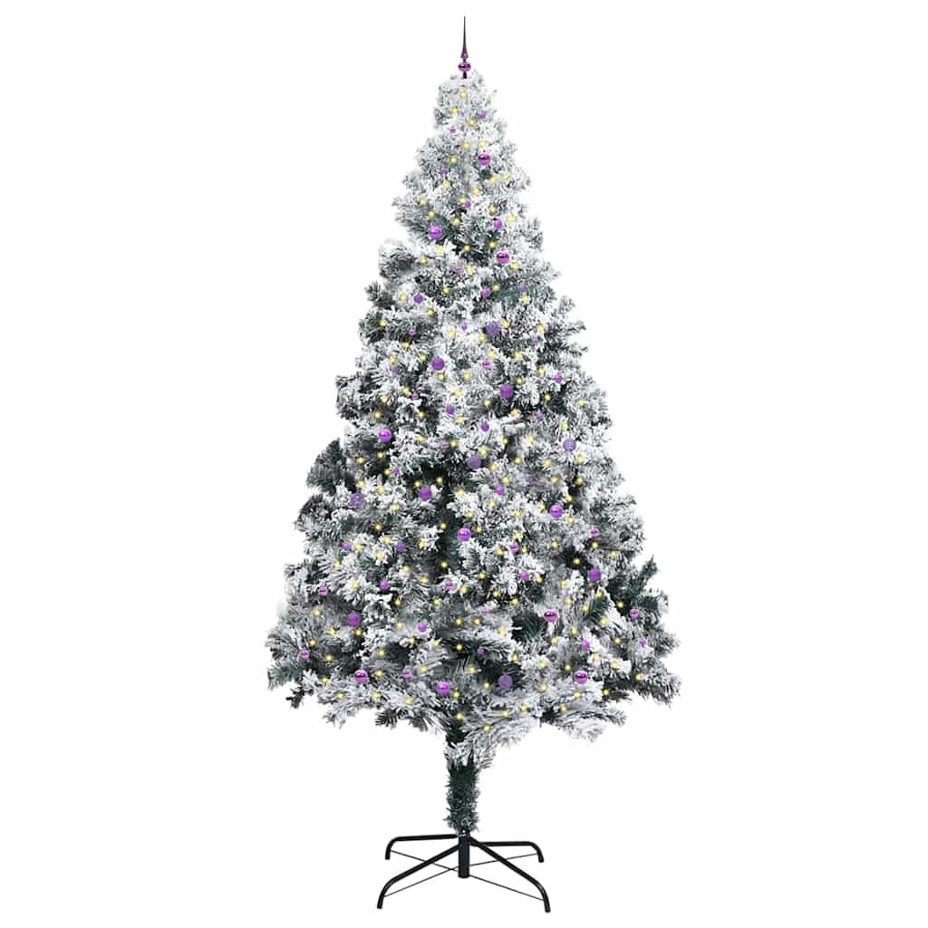 Künstlicher vorbeleuchteter Weihnachtsbaum mit Kugelsatz Grün