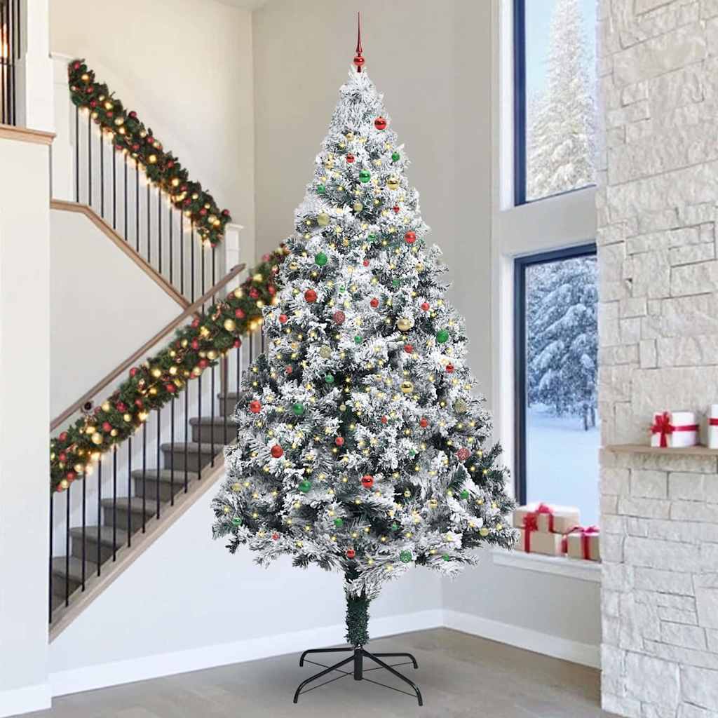Künstlicher vorbeleuchteter Weihnachtsbaum mit Kugelset Grün