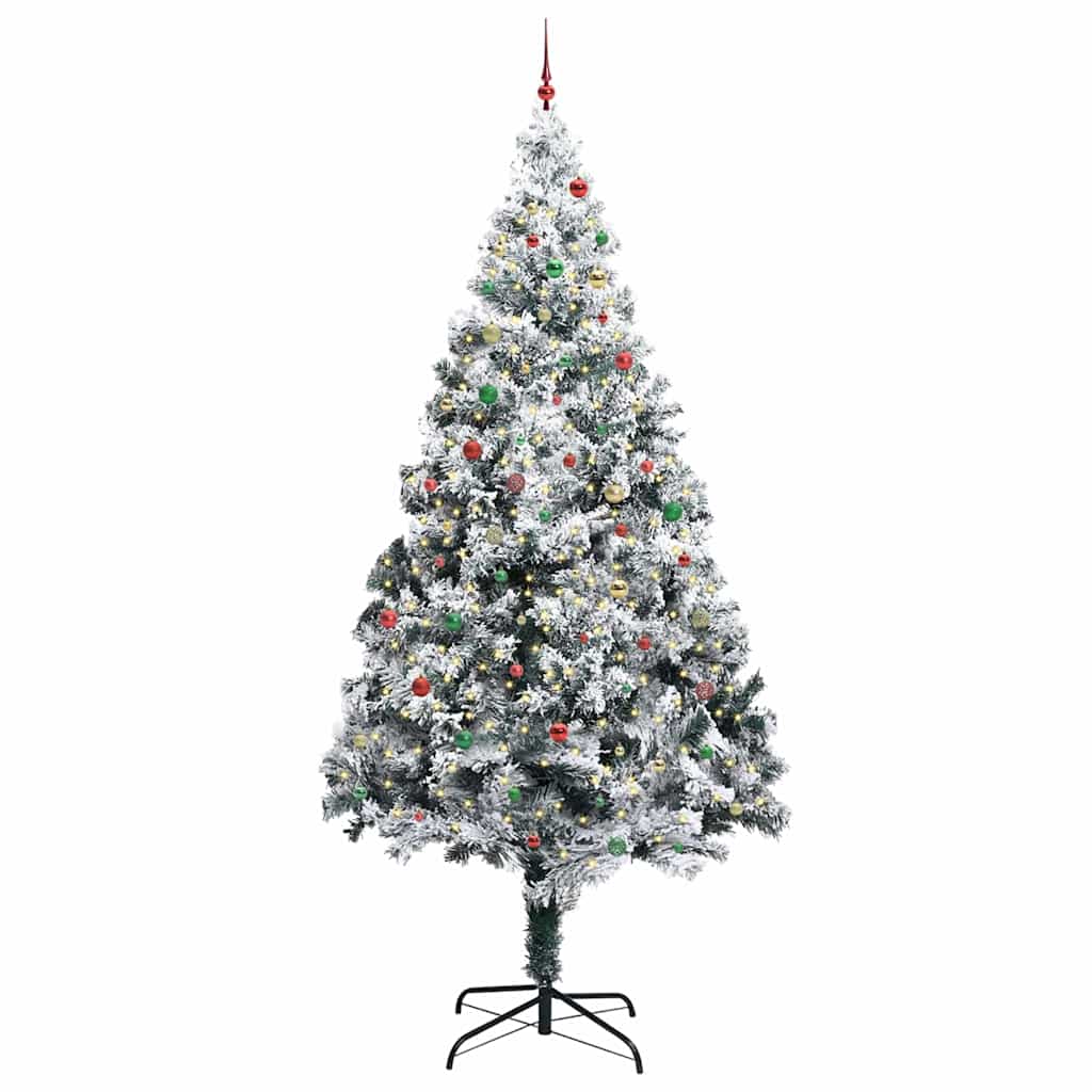 Künstlicher vorbeleuchteter Weihnachtsbaum mit Kugelset Grün