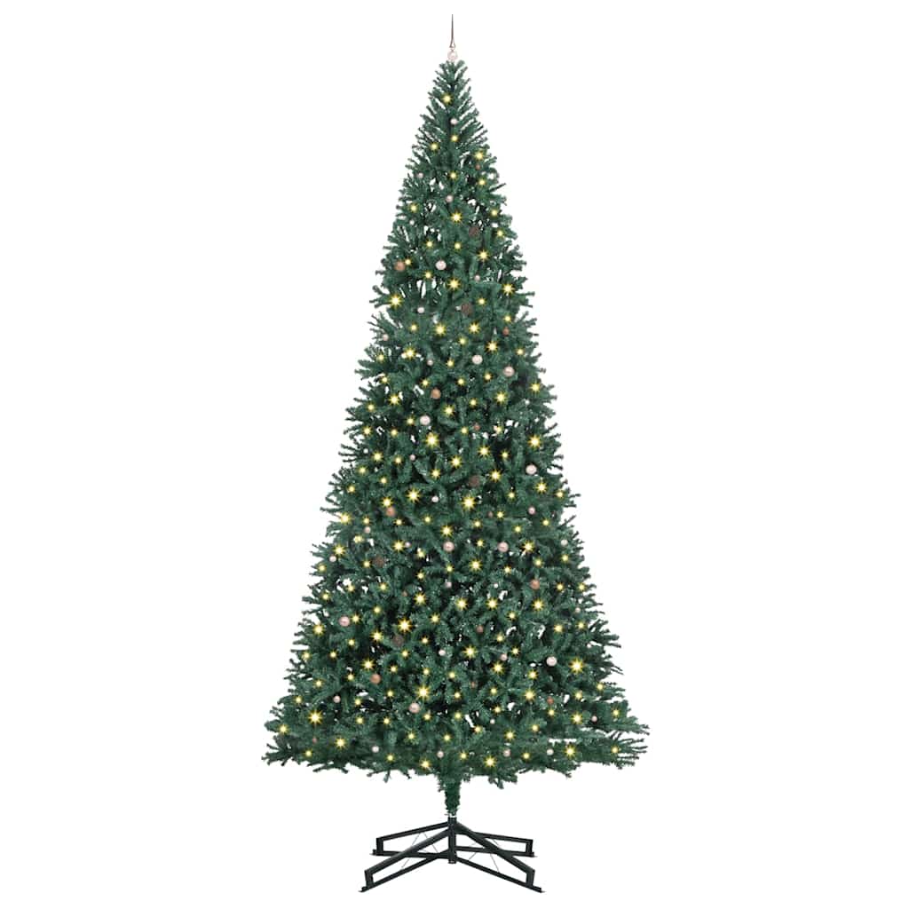 Künstlicher vorbeleuchteter Weihnachtsbaum mit Kugelset Grün
