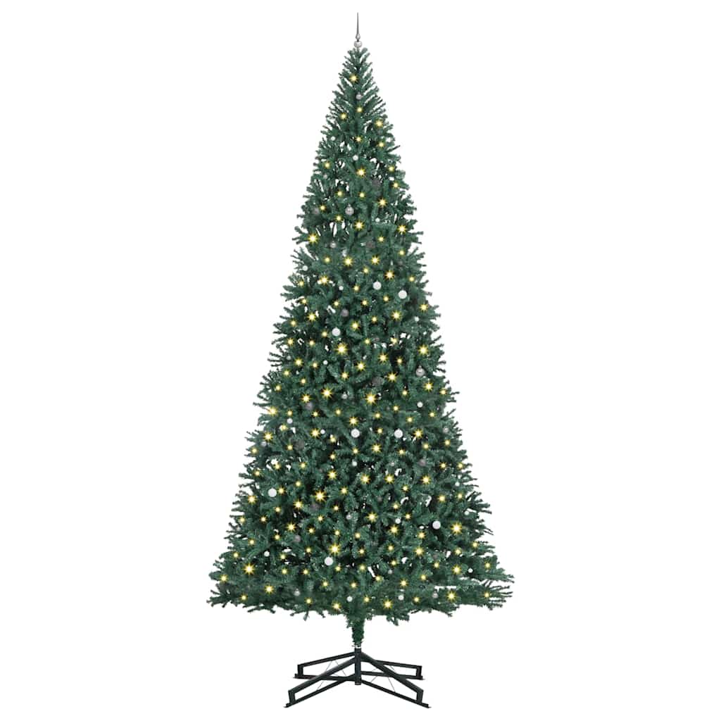 Künstlicher vorbeleuchteter Weihnachtsbaum mit Kugelset Grün