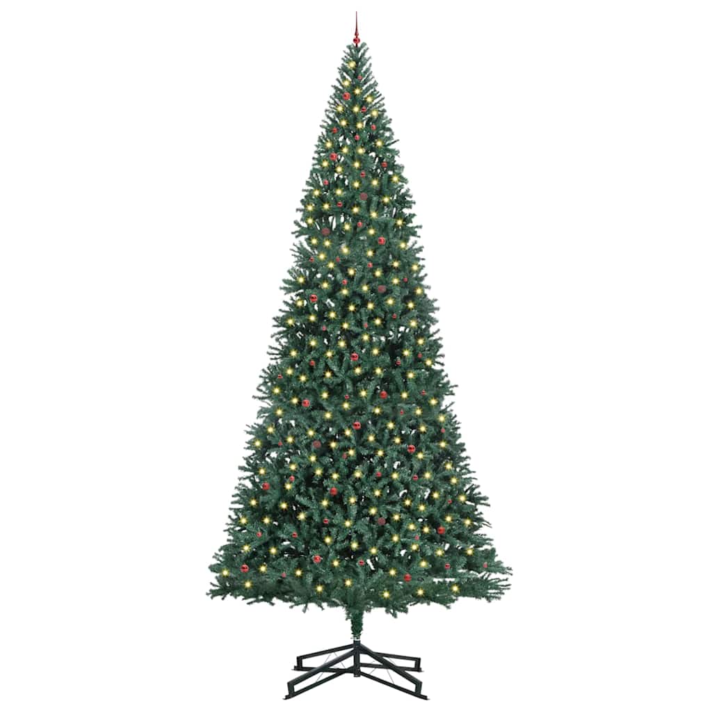 Künstlicher vorbeleuchteter Weihnachtsbaum mit Kugelset Grün
