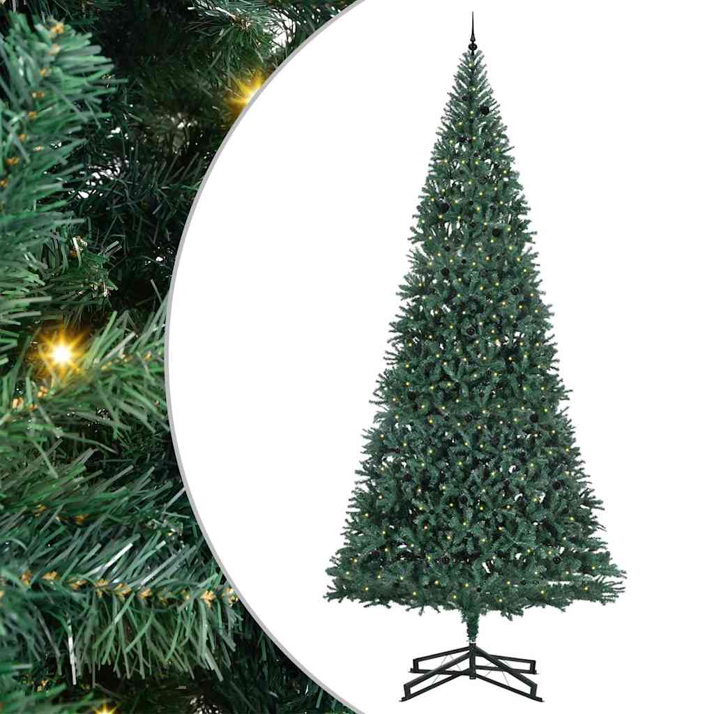 Künstlicher vorbeleuchteter Weihnachtsbaum mit Kugelset Grün