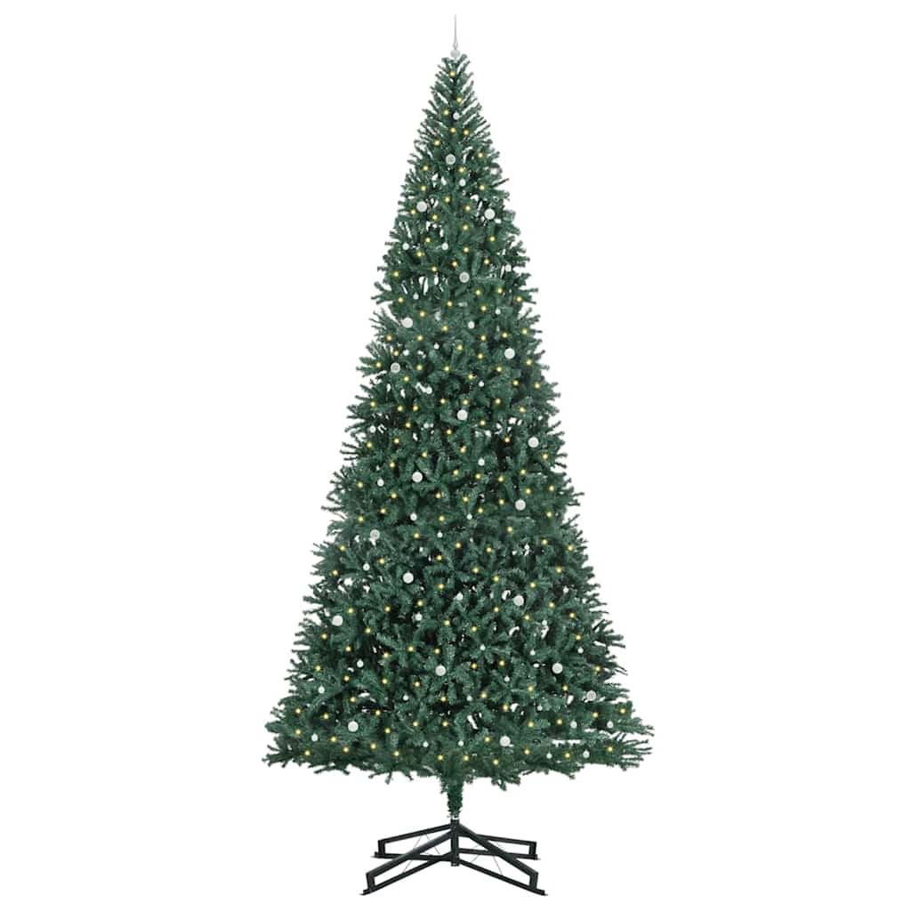 Künstlicher vorbeleuchteter Weihnachtsbaum mit Kugelset Grün