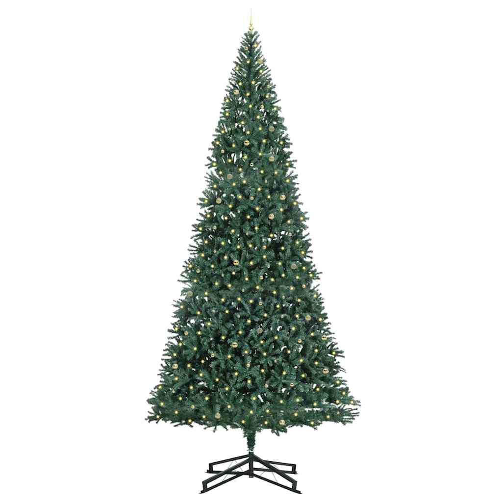 Künstlicher vorbeleuchteter Weihnachtsbaum mit Kugelset Grün