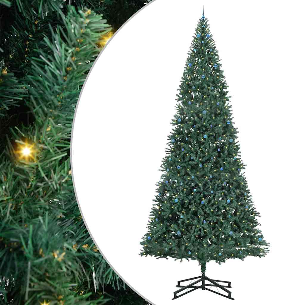 Künstlicher vorbeleuchteter Weihnachtsbaum mit Kugelset Grün