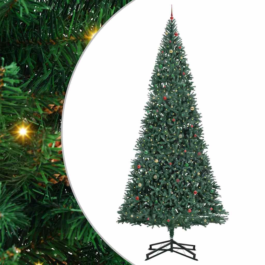 Künstlicher vorbeleuchteter Weihnachtsbaum mit Kugelset Grün
